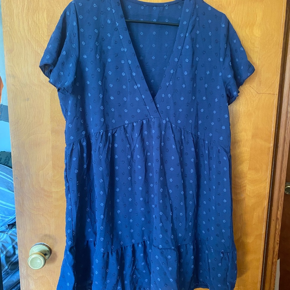 Navy Blue V-Neck Dress